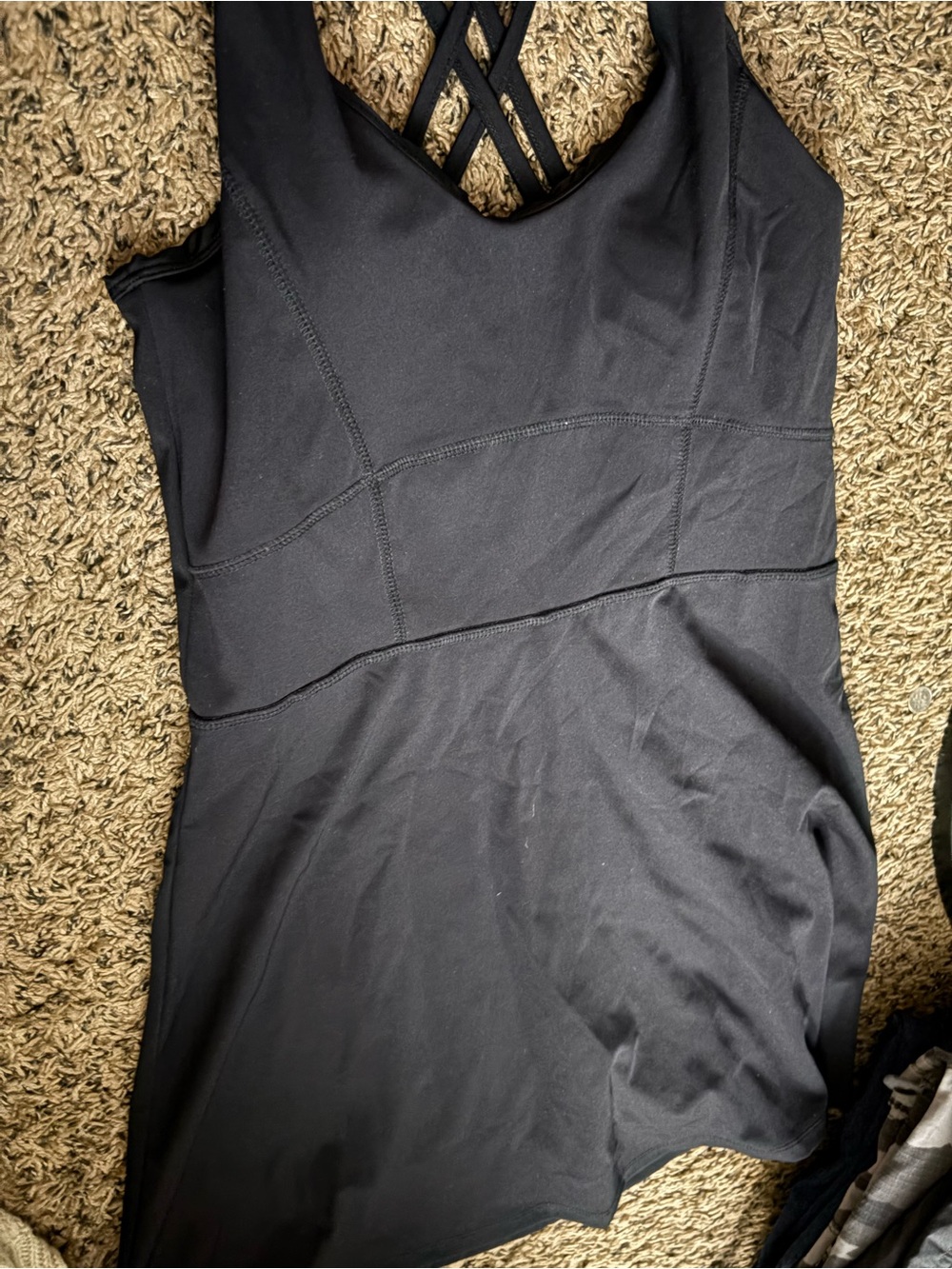 Black Women's Fit & Flare Dress with Crisscross Back